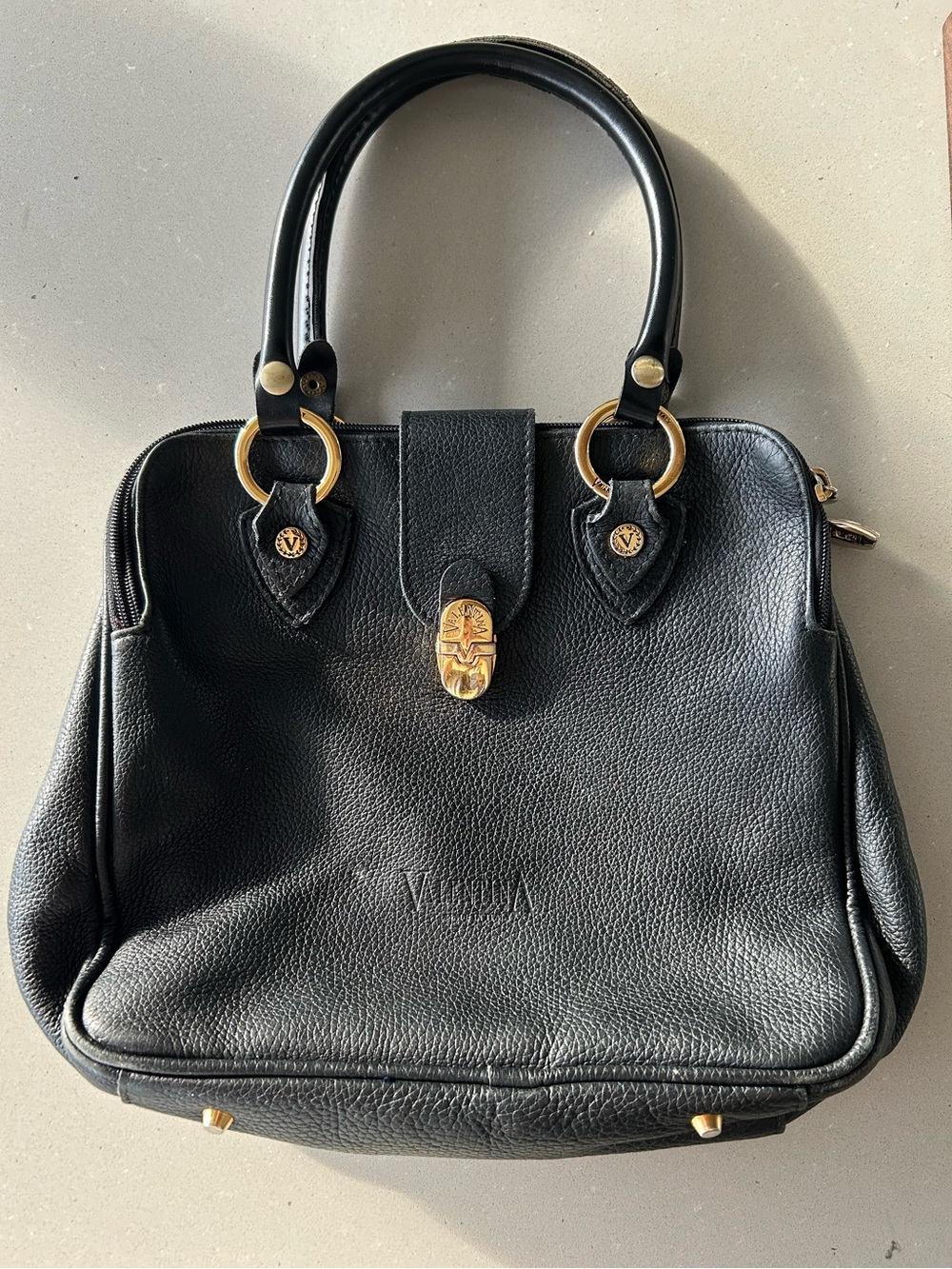 Valentina made in Italy Mustang leather black handbag